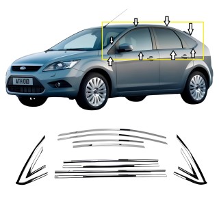 Ford Focus 2.5 Hb Krom Cam Çerçeve Tam Tur 2008-2011 Uyumlu