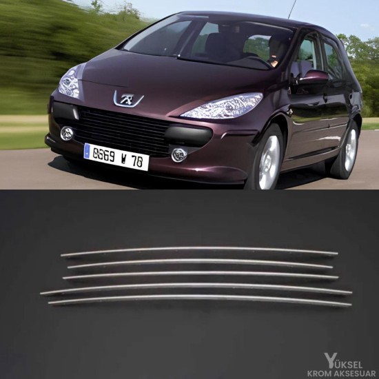 Peugeot 307 Krom Ön Panjur Çıtası 5 Parça 2005 Üzeri Peugeot 307 Krom Ön Panjur Çıtası 5 Parça 2005 Üzeri