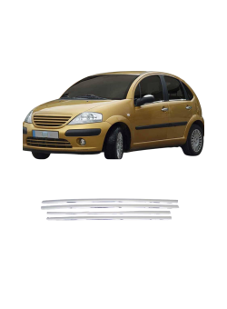 Citroen C3 HB Krom Cam Alt Çıtası 4 Parça 2002-2009 Uyumlu 