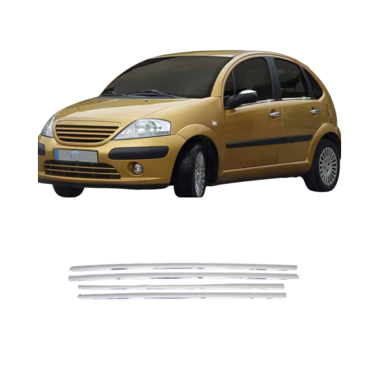 Citroen C3 HB Krom Cam Alt Çıtası 4 Parça 2002-2009 Uyumlu 