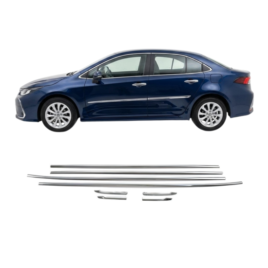 Toyota Corolla Krom Cam Çıtası 2019 Üzeri Uyumlu 8 Parça Toyota Corolla Krom Cam Çıtası 2019 Üzeri Uyumlu 8 Parça
