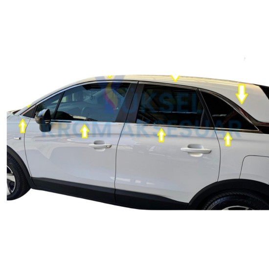Opel Crossland X Krom Cam Çerçeve Nikelajı Tam Tur Opel Crossland X Krom Cam Çerçeve Nikelajı Tam Tur