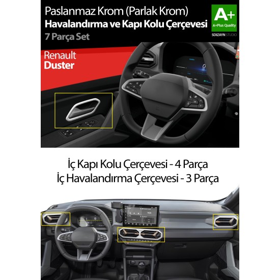 Renault Duster Krom Havalandırma Ve İç Kol Çerçevesi Seti 2024 Üzeri 