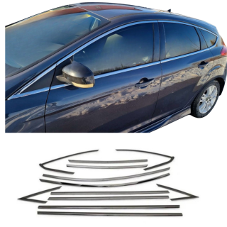 Ford Focus 3 Hb Krom Cam Çerçeve Nikelajı Tam Tur 2011-2017