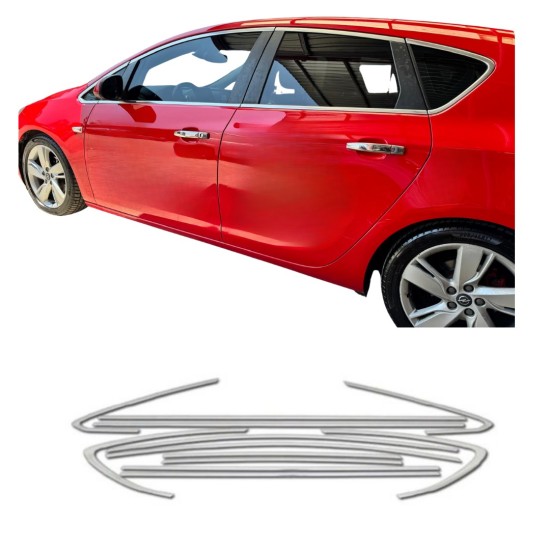 Opel Astra J Hb Krom Cam Çerçeve Nikelajı Tam Tur Paslanmaz Çelik