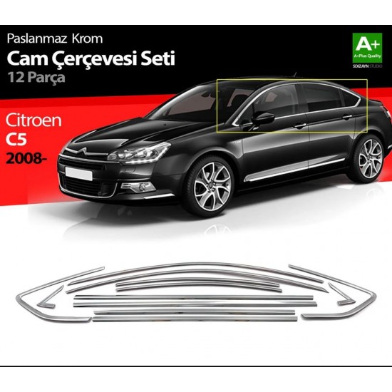 Citroen C5 Krom Cam Çerçeve 2008-2017 Tam Tur