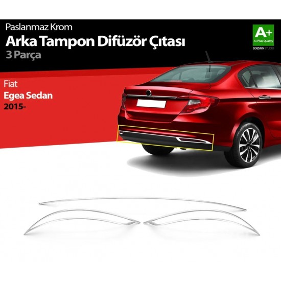 Fiat Egea Krom Reflektör 3 Parça Paslanmaz Çelik 2014 Üzeri