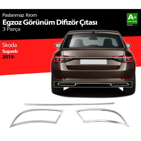 Skoda Süperb Krom Egzoz Difizör Seti 2020 Üzeri