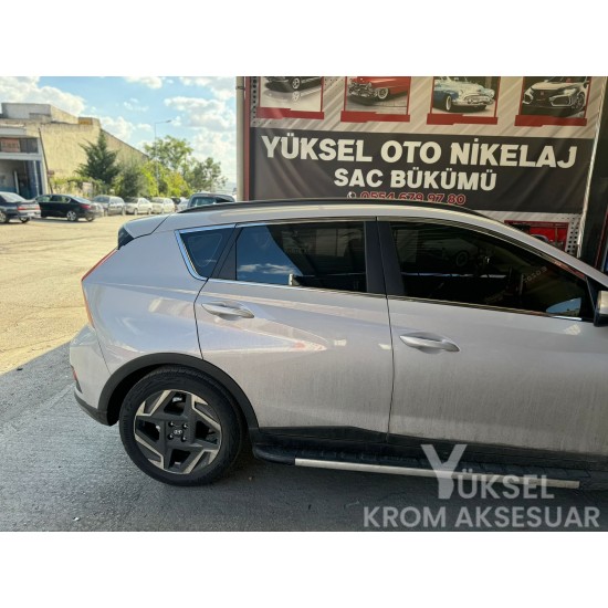 Hyundai Bayon Krom Cam Çerçevesi 12 Parça 2021-2024 Uyumlu Paslanmaz Çelik