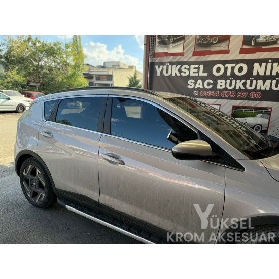 Hyundai Bayon Krom Cam Çerçevesi 12 Parça 2021-2024 Uyumlu Paslanmaz Çelik