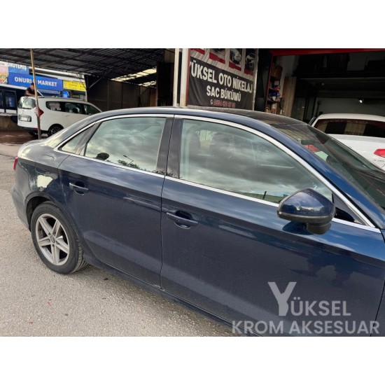 Audi A3 Krom Cam Çerçeve Nikelajı Tam Tur 2012-2021 Uyumlu