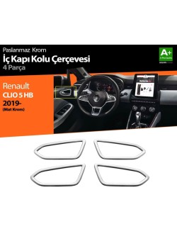 Renault Clio 5 Krom Mat İç Kapı Kolu Çerçevesi 2019 Üzeri Uyumlu 