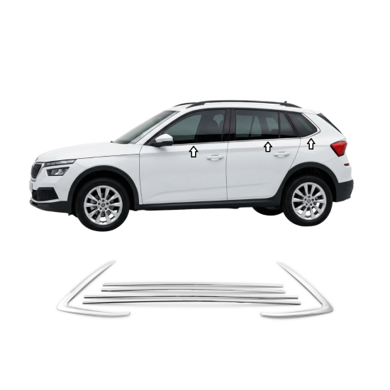 Skoda Kamiq Krom Cam Alt Çıtası 2019 Üzeri Uyumlu 6 Parça