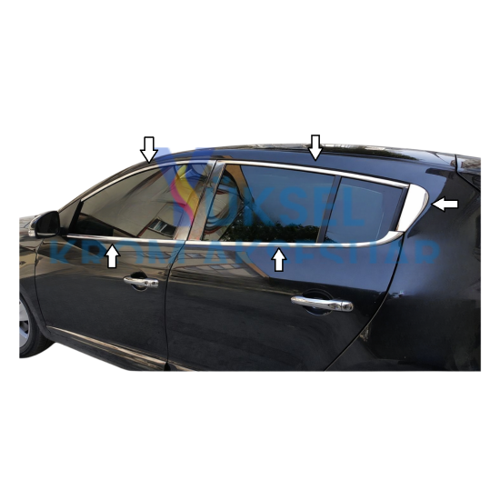 Renault Megane 3 Hb Krom Cam Çerçeve Tam Tur 2008-2016