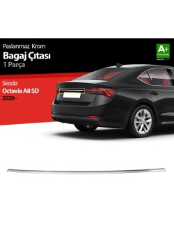 Skoda Octavia A8 Krom Bagaj Çıtası 2020 Üzeri Plakalık Üstü 