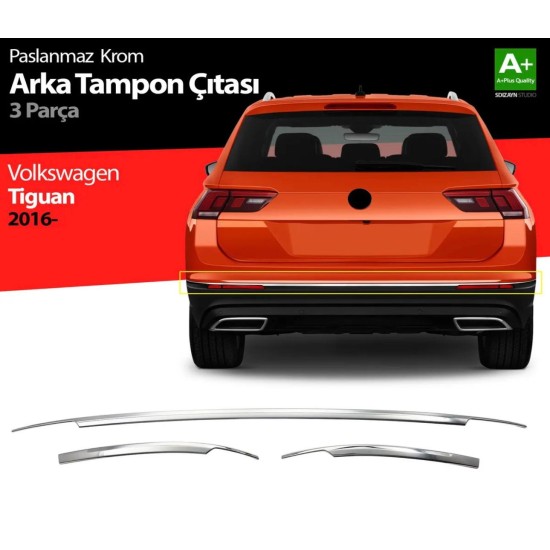 Volkswagen Tiguan Krom Arka Tampon Çıtası 2016-2020 Uyumlu 