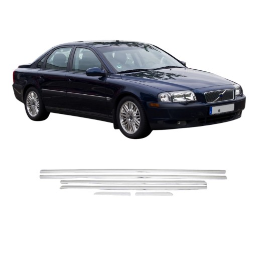 Volvo S80 Krom Cam Çıtası 6 Parça 1996-2006 Uyumlu 
