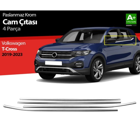 Volkswagen T-Cross Krom Cam Çıtası 2019-2023 Uyumlu