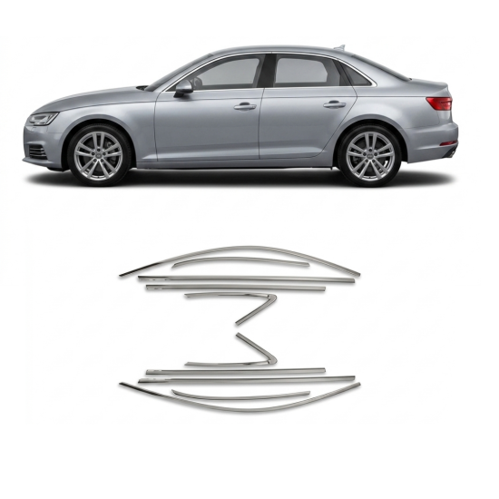 Audi A3 Krom Cam Çerçeve Nikelajı Tam Tur 2012-2021 Uyumlu