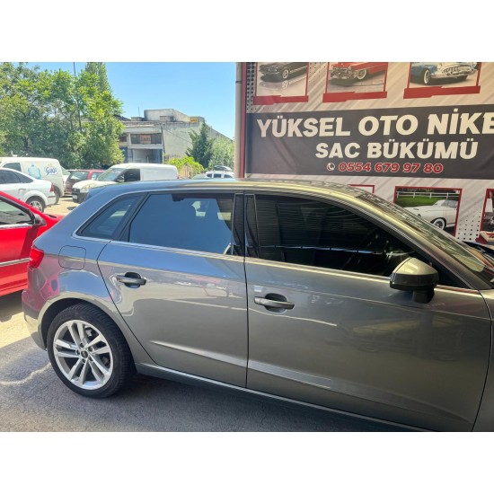 Audi A3 Hb Cam Çerçeve Nikelajı Paslanmaz Çelik 2013-2020 Uyumlu