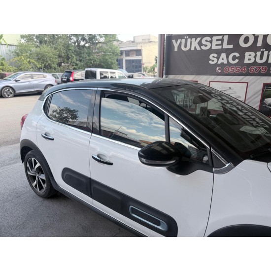 Citroen C3 Krom Cam Çerçeve Tam Tur 2017 Üzeri Uyumlu