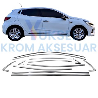 Renault Clio 5 Krom Cam Çerçevesi 12 Prç. 2019 Ve Üzeri Renault Clio 5 Krom Cam Çerçevesi 12 Prç. 2019 Ve Üzeri