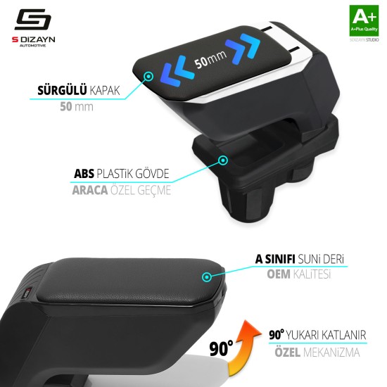 Citroen Celysee Kol Dayama Kolçak Geçmeli Abs Gri 2012-2017 Uyumlu