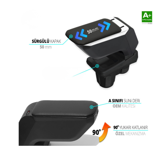 Citroen C3 Kol Dayama Kolçak ABS Vidalı Gri 2017 Üzeri