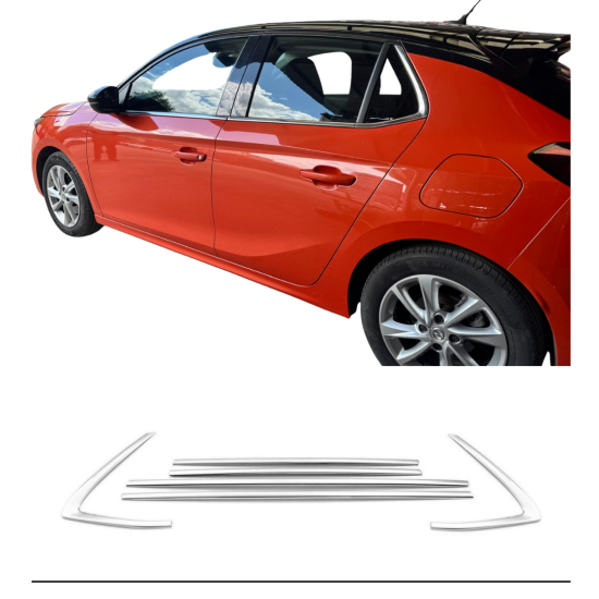 Opel Corsa F Krom Cam Çıtası 2019 Üzeri 6 Parça 