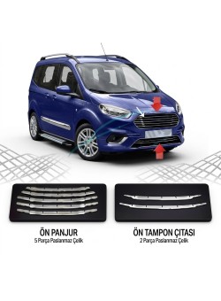 Ford Courier Krom Ön Panjur 7 Parça 2018-2023 Uyumlu 