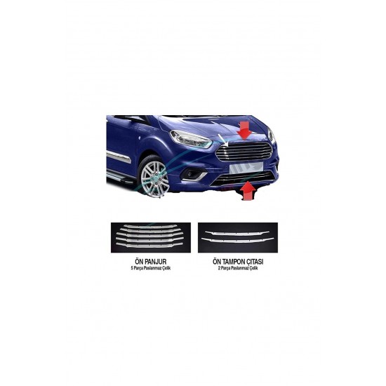 Ford Courier Krom Ön Panjur 7 Parça 2018 Üzeri