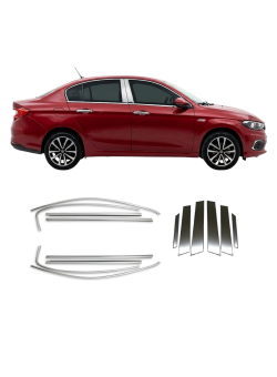 Fiat Egea Sedan Krom Cam Çerçeve Ve Direk Seti 2014-2026 Uyumlu 
