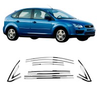 Ford Focus 2 Hb Cam Çerçeve Tam Tur Paslanmaz Çelik 2005-2008 Uyumlu 