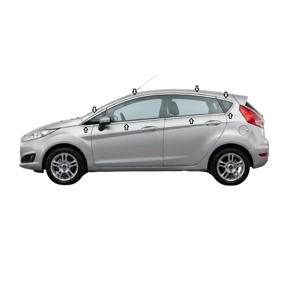 Ford Fiesta Krom Cam Çerçeve Tam Tur 2009-2017 Uyumlu