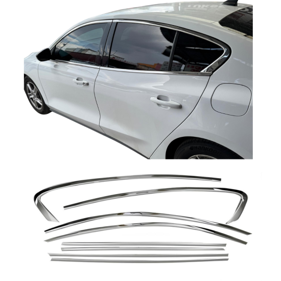 Ford Focus 4 Sedan Krom Cam Çerçeve Tam Tur 2019 Üzeri Uyumlu Ford Focus 4 Sedan Krom Cam Çerçeve Tam Tur 2019 Üzeri Uyumlu