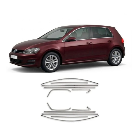 Volkswagen Golf 7 Krom Cam Çerçeve Tam Tur 2013-2020 Volkswagen Golf 7 Krom Cam Çerçeve Tam Tur 2013-2020
