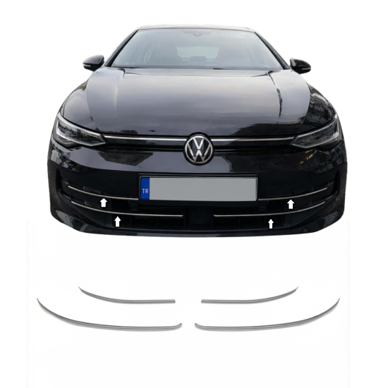 Volkswagen Golf 8 Krom Ön Tampon Çıtası 2024 Üzeri 4 Parça
