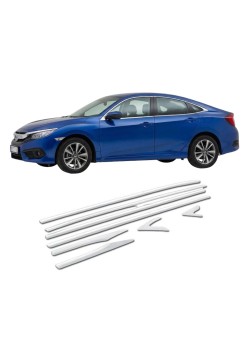 Honda Civic Fc5 Krom Cam Alt Çıtası 2016-2021 Uyumlu Honda Civic Fc5 Krom Cam Alt Çıtası 2016-2021 Uyumlu