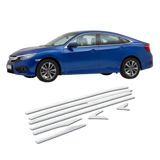 Honda Civic Krom Cam Çıtası 2016-2020 Uyumlu Honda Civic Krom Cam Çıtası 2016-2020 Uyumlu