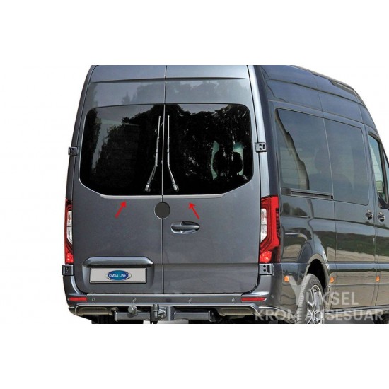 Mercedes Sprinter W907 Krom Arka Cam Alt Çıtası 2 Parça Çift Kapı 2018 ve Sonrası