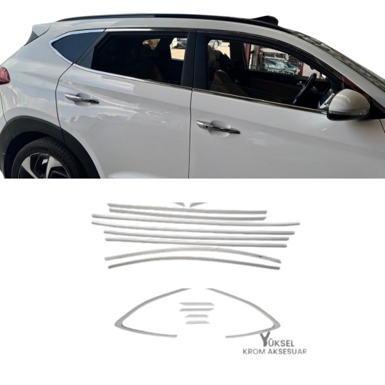 Hyundai Tucson Krom Cam Çerçeve Tam Tur 2015-2019 Uyumlu