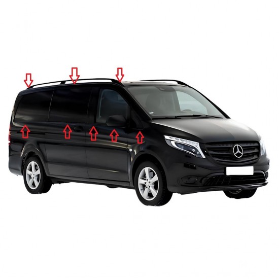 Mercedes Vito W447 Krom Cam Çerçeve Nikelajı Tam Tur Kısa Şase