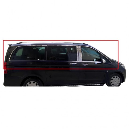 Mercedes Vito W447 Krom Cam Çerçeve Nikelajı Tam Tur Kısa Şase