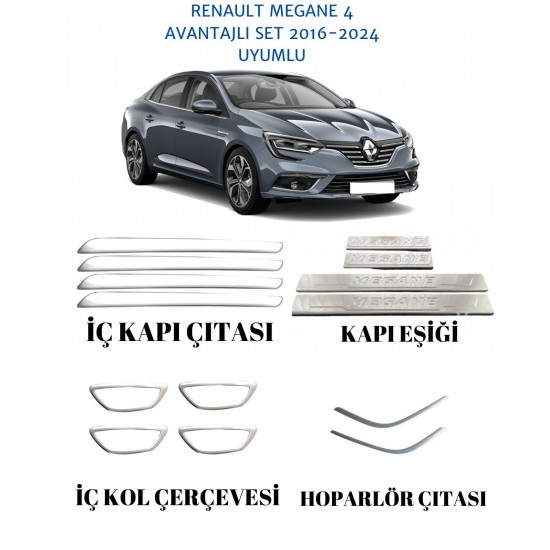 Renault Megane 4 Krom İç Set 2016-2024 Uyumlu